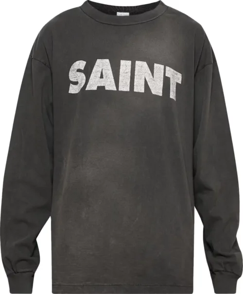 Saint Michael Long Sleeve S/N T-Shirt in Black – Front View