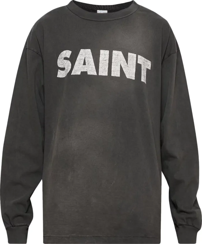 Saint Michael Long Sleeve S/N T-Shirt in Black – Front View